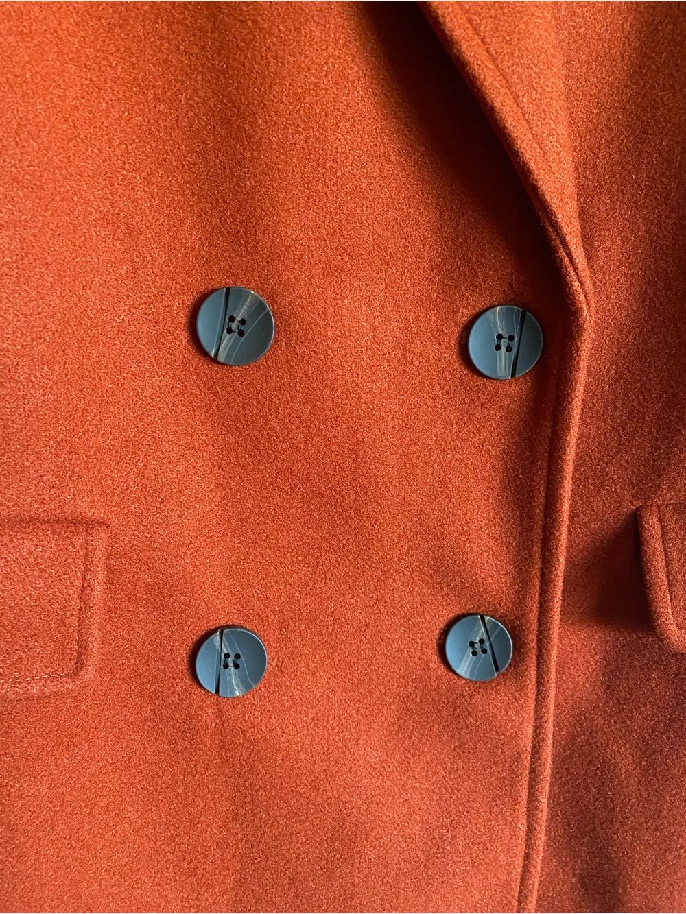 Allegra K Rust Orange Long Double Breasted Coat Size L Retro Mod - Picture 3 of 11